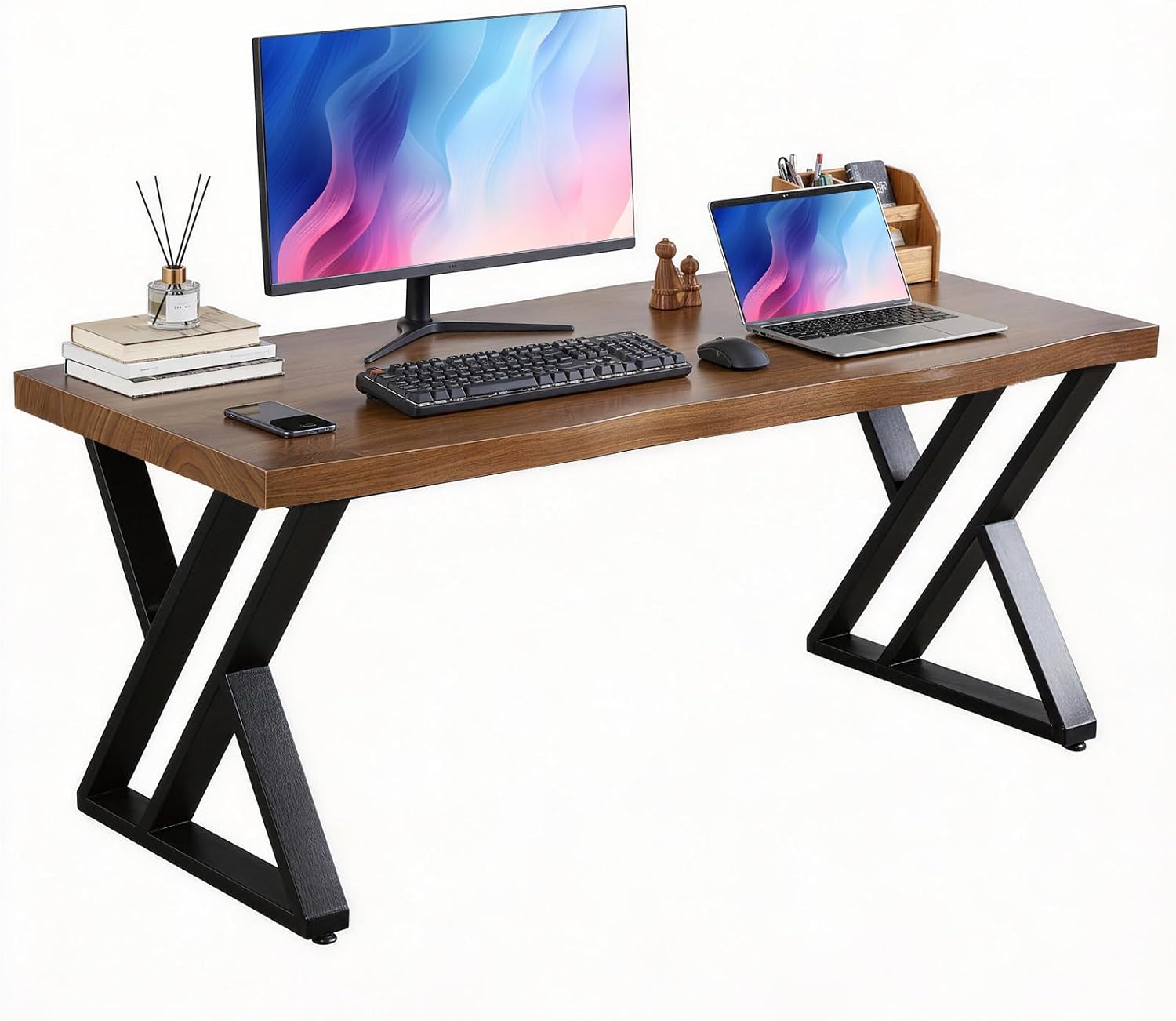 Home Office Trabalho - Mesa de Madeira Real para Home
