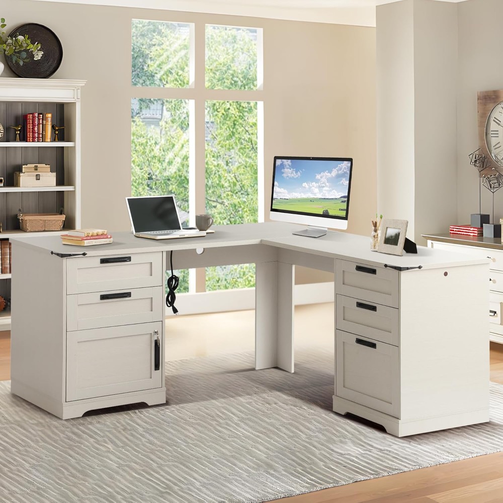 Home Office L Shaped Desk - Mesa executiva em forma de L