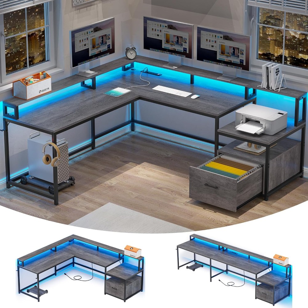 Home Office L Shaped Desk - Mesa em forma de L, mesa