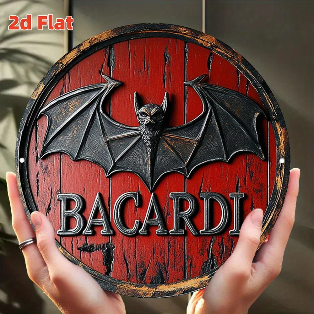 Home Office Logo - Placa de Metal Vintage Bacardi Bat