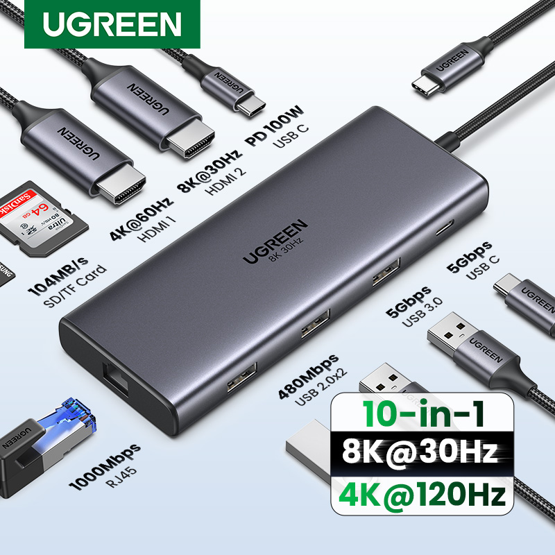 UGREEN Dual HDMI USB-C HUB 8K  - Home Office For Mac avaliação e preço