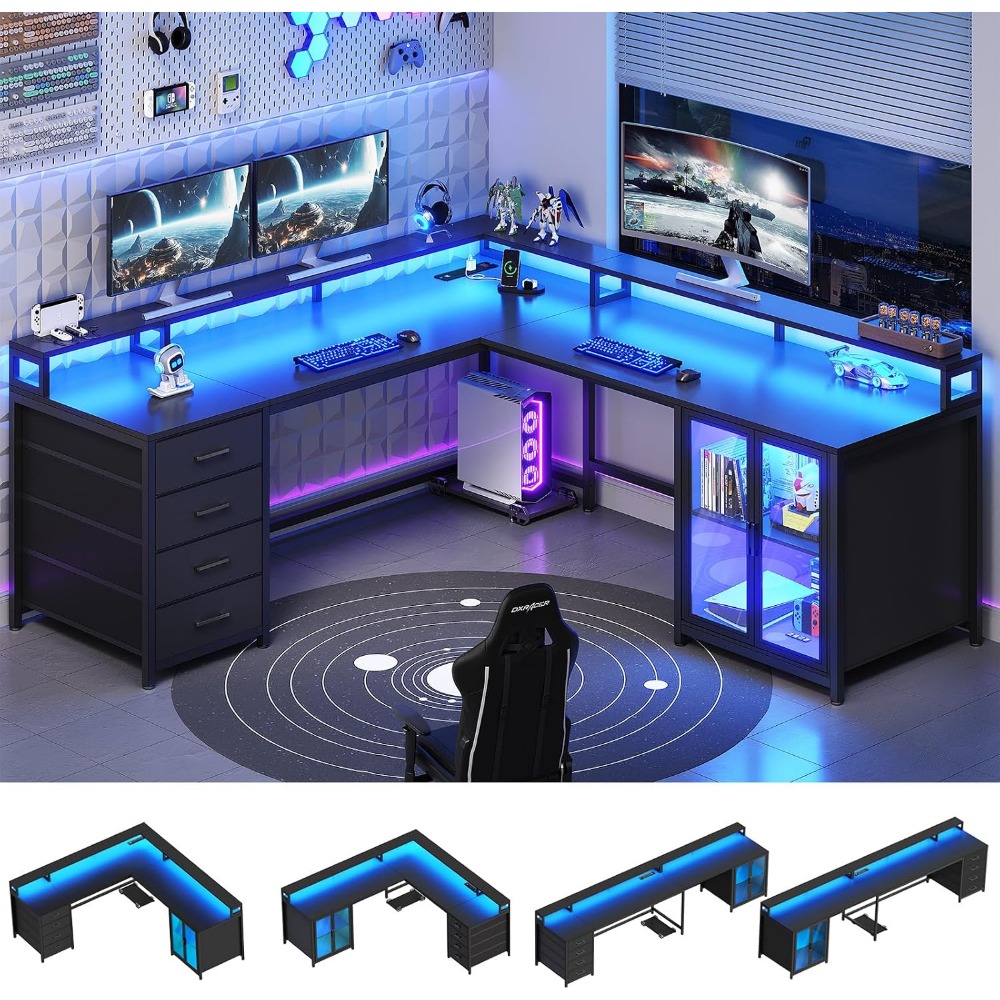 Mesa de Jogos em L SEDETA com  - Home Office L Shaped Desk avaliação e preço