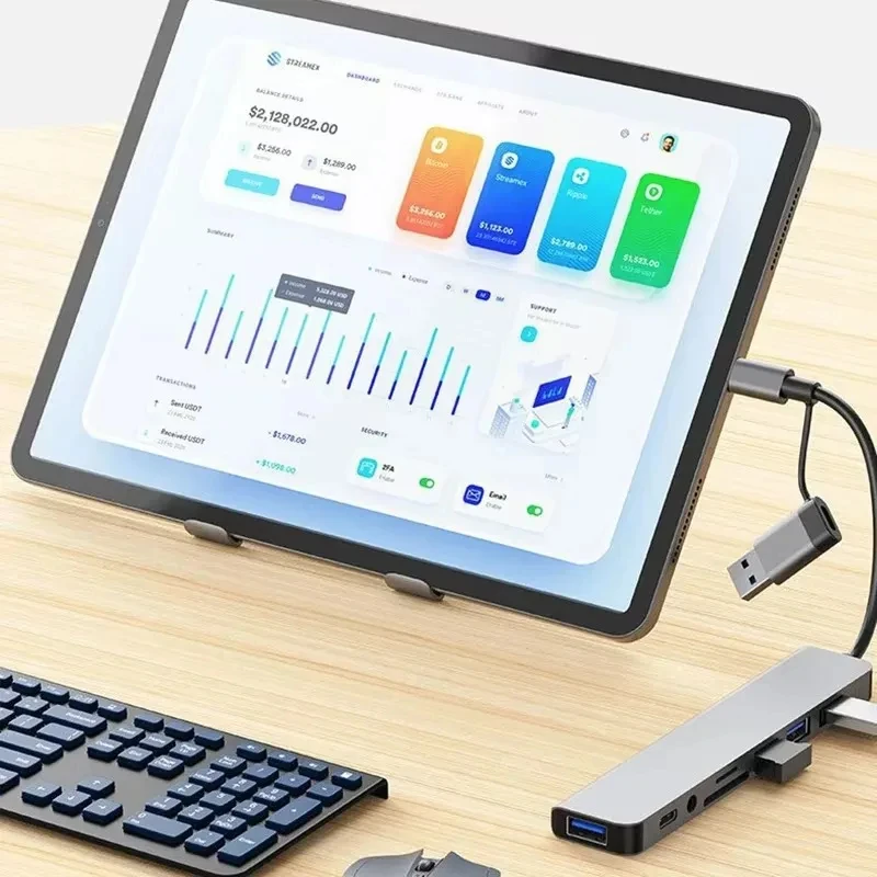 8 em 1 USB C Hub USB Splitter  - Home Office For Mac avaliação e preço