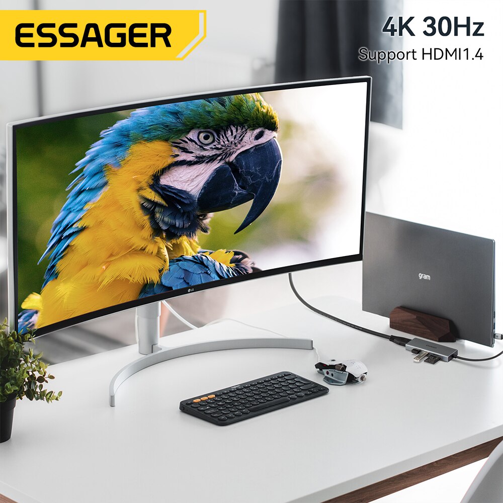Essager 5 em 1 USB C HUB HDMI- - Home Office For Mac avaliação e preço