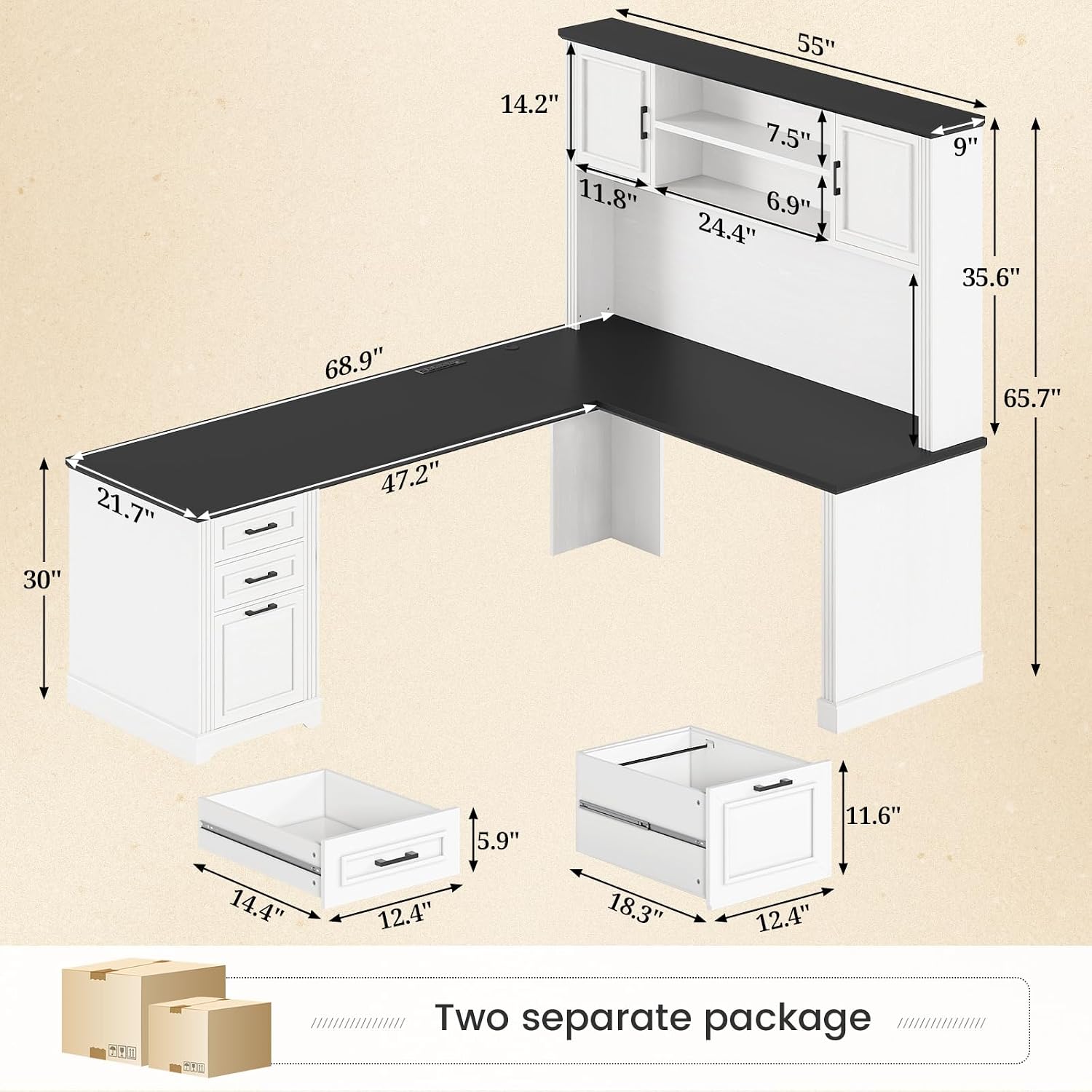 Escrivaninha em L com Armário  - Home Office L Shaped Desk avaliação e preço