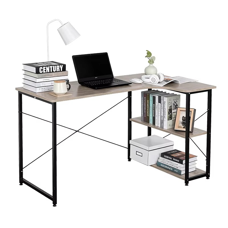 Mesa de Canto em L com Estante - Home Office L Shaped Desk avaliação e preço