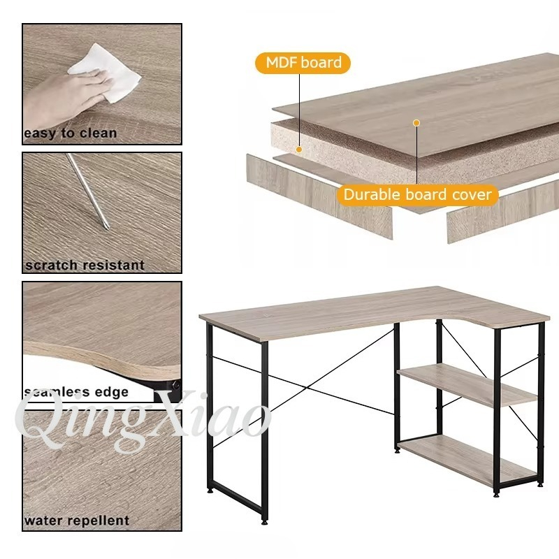 Mesa de Canto em L com Estante - Home Office L Shaped Desk avaliação e preço
