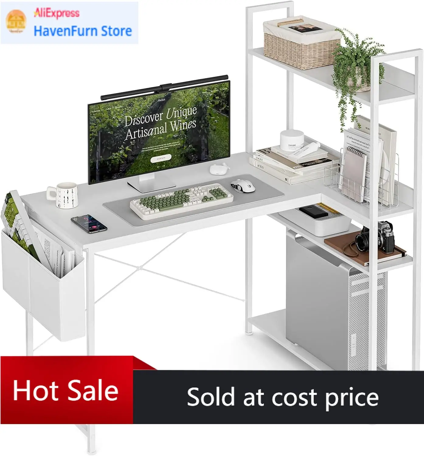 Mesa de Computador em L de 47  - Home Office L Shaped Desk avaliação e preço