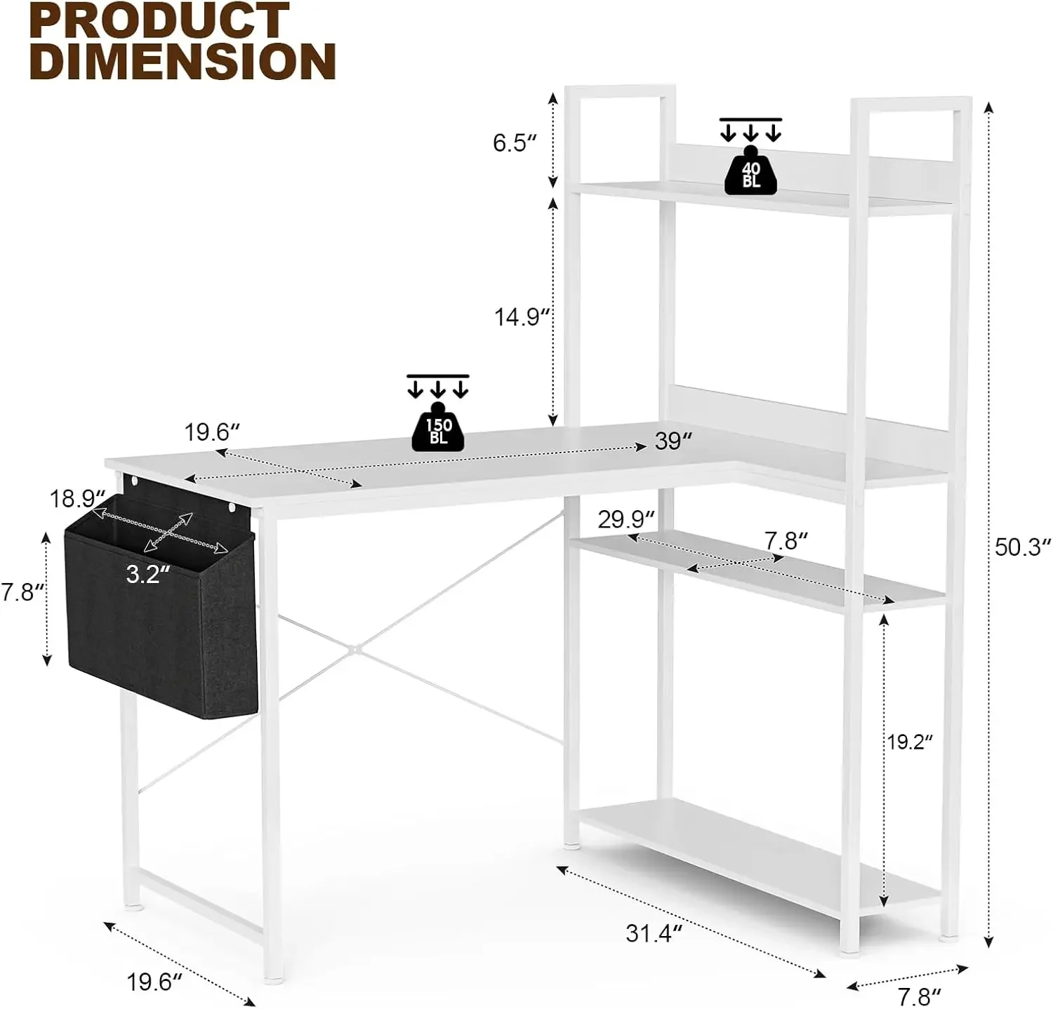Mesa de Computador em L de 47  - Home Office L Shaped Desk avaliação e preço