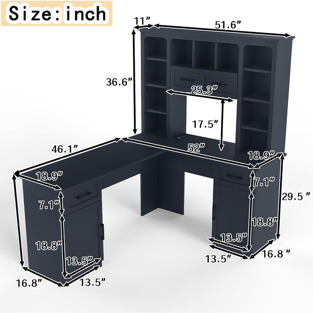 Mesa em L com Armário Superior - Home Office L Shaped Desk avaliação e preço