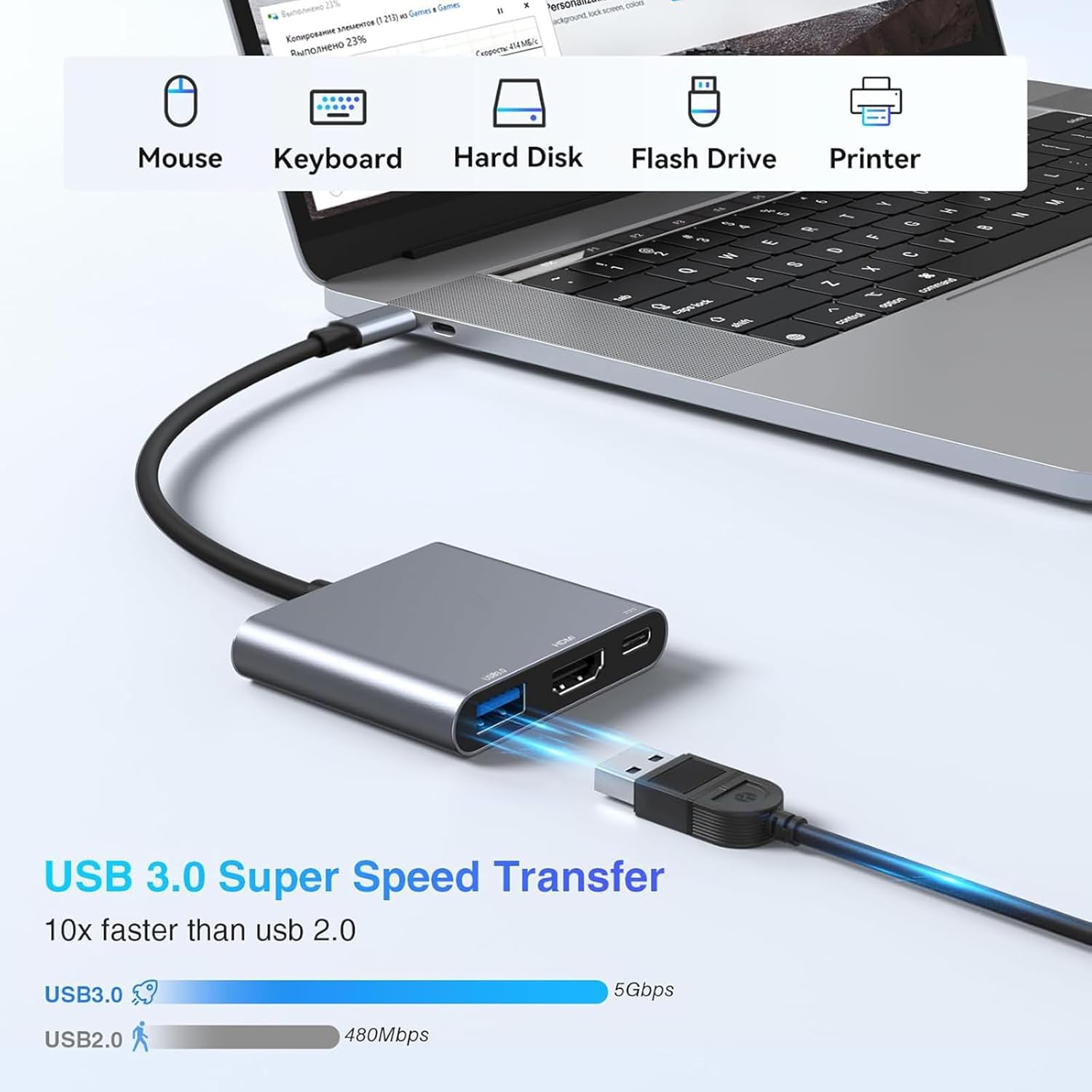 Hub USB Tipo-C 3 em 1 Macho pa - Home Office For Mac avaliação e preço