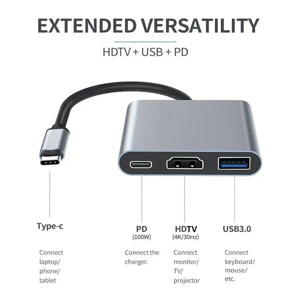 Hub USB Tipo-C 3 em 1 Macho pa - Home Office For Mac avaliação e preço