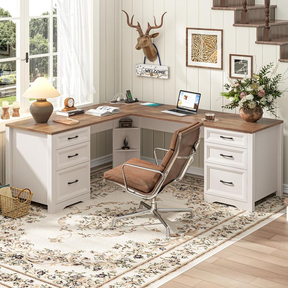 Escrivaninha Executiva Marrom  - Home Office L Shaped Desk avaliação e preço